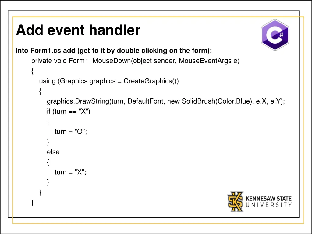 add event handler