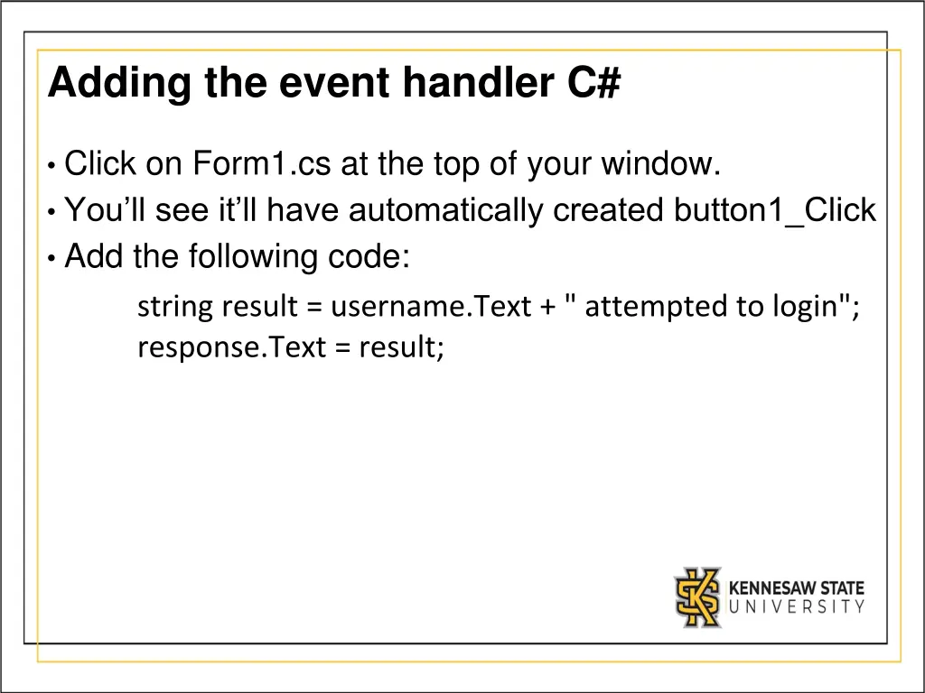 adding the event handler c