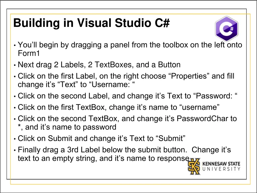 building in visual studio c