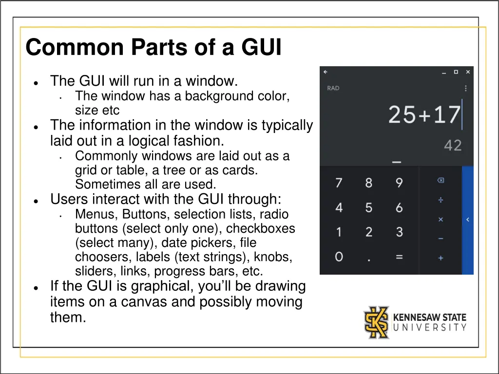 common parts of a gui