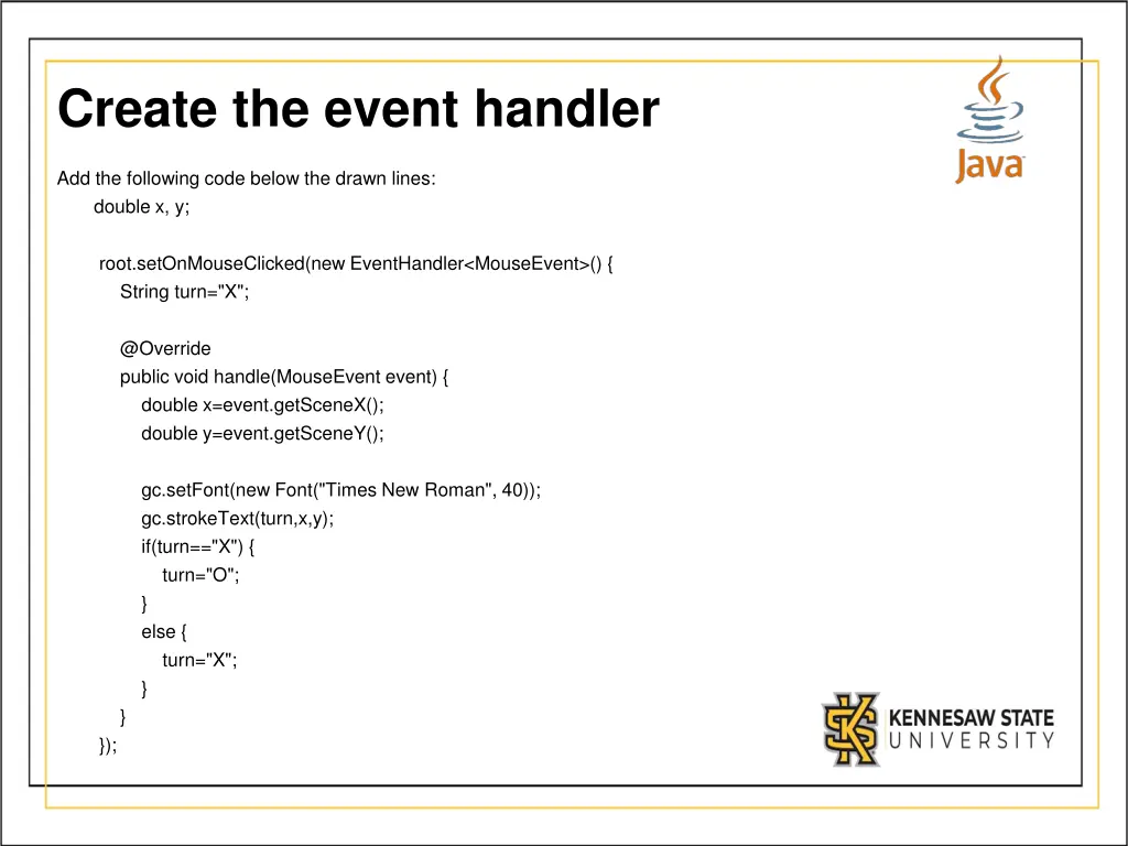 create the event handler