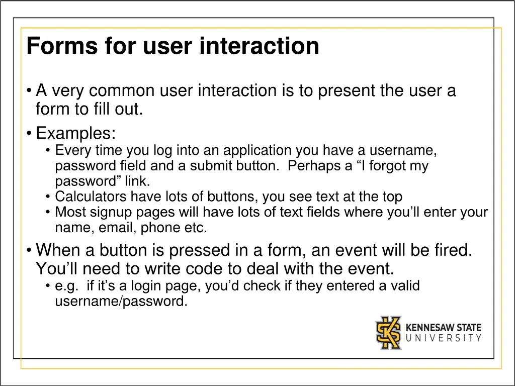 forms for user interaction