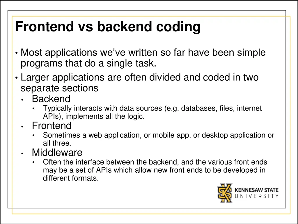 frontend vs backend coding