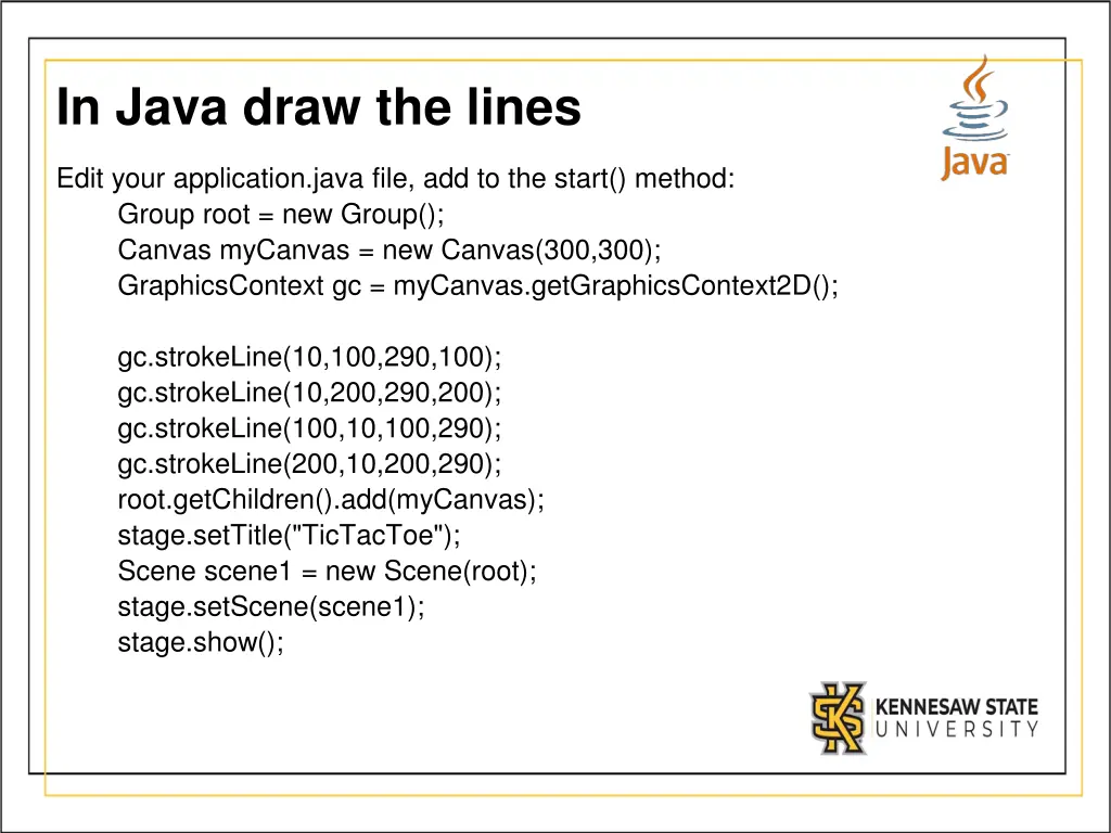 in java draw the lines