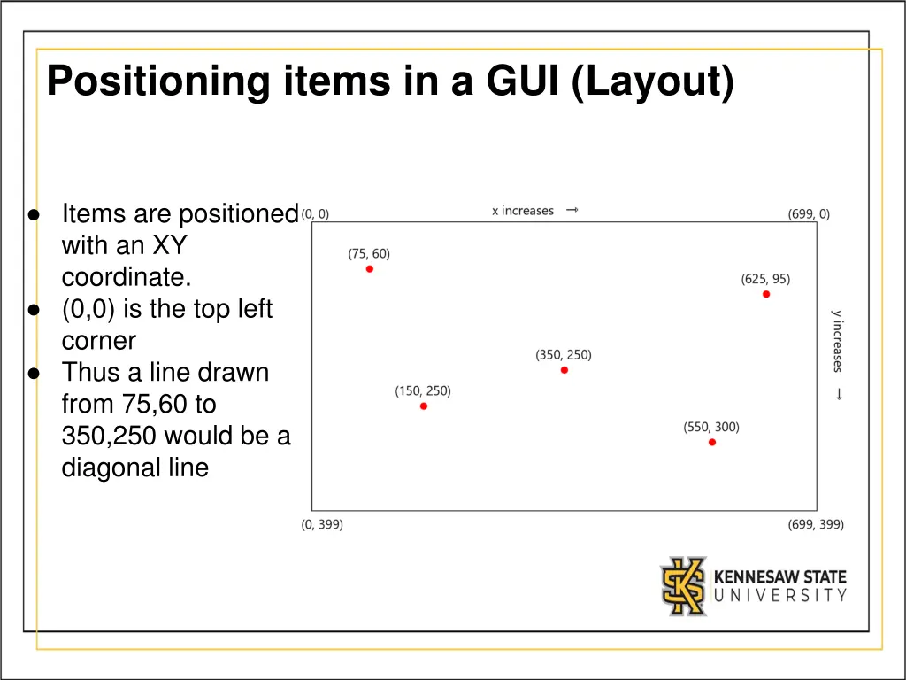 positioning items in a gui layout