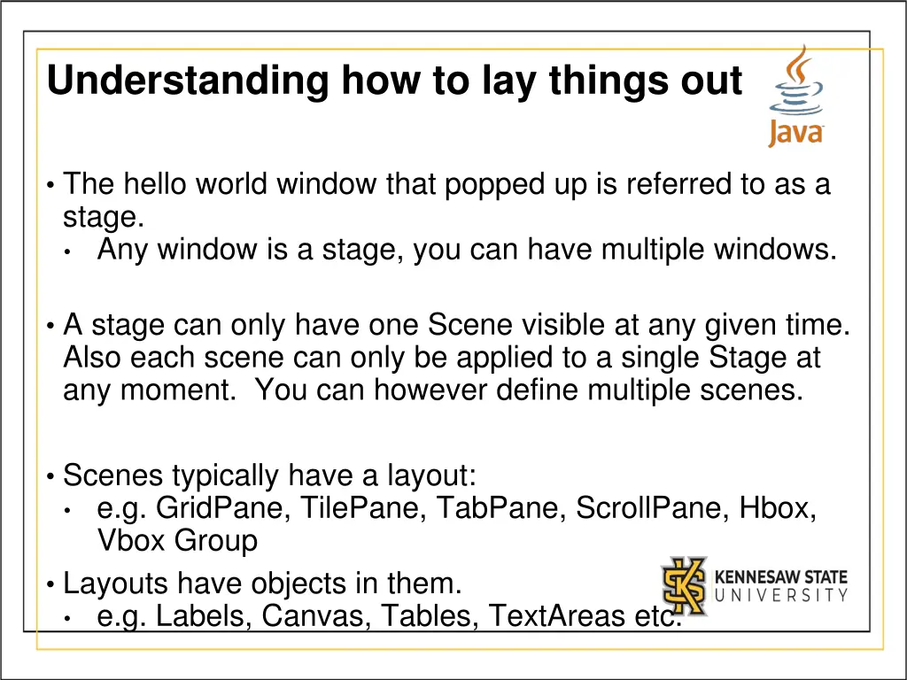 understanding how to lay things out