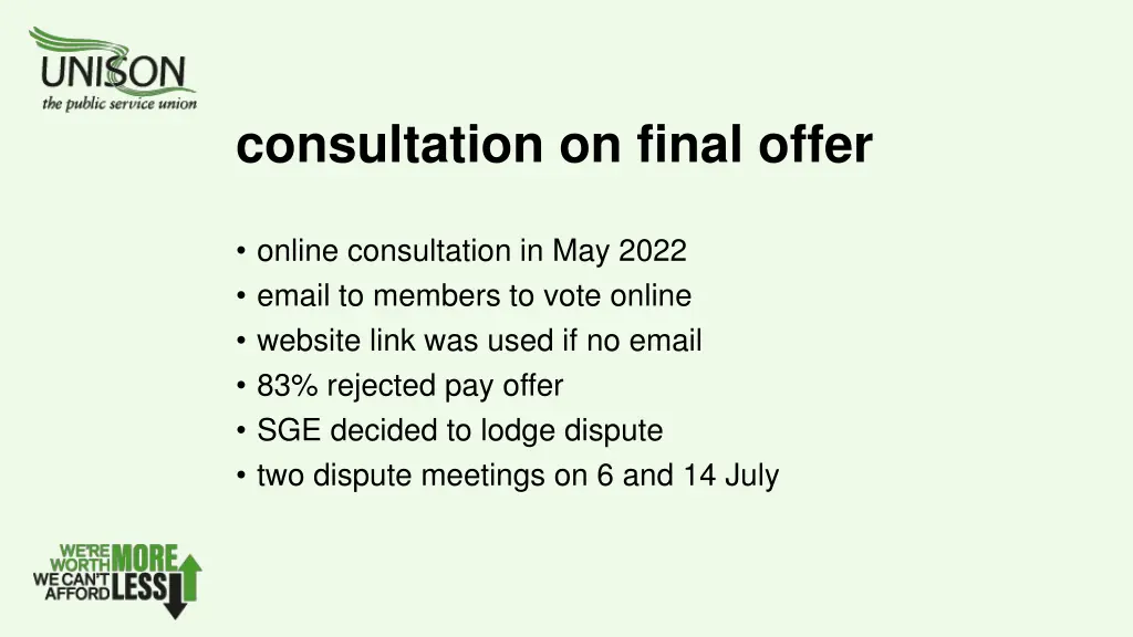 consultation on final offer