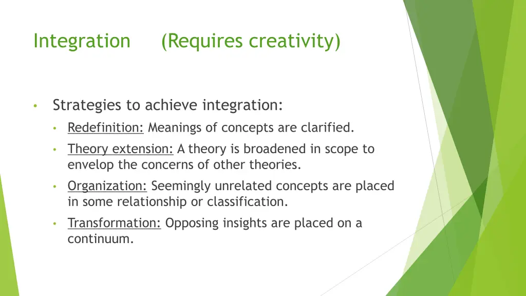 integration requires creativity