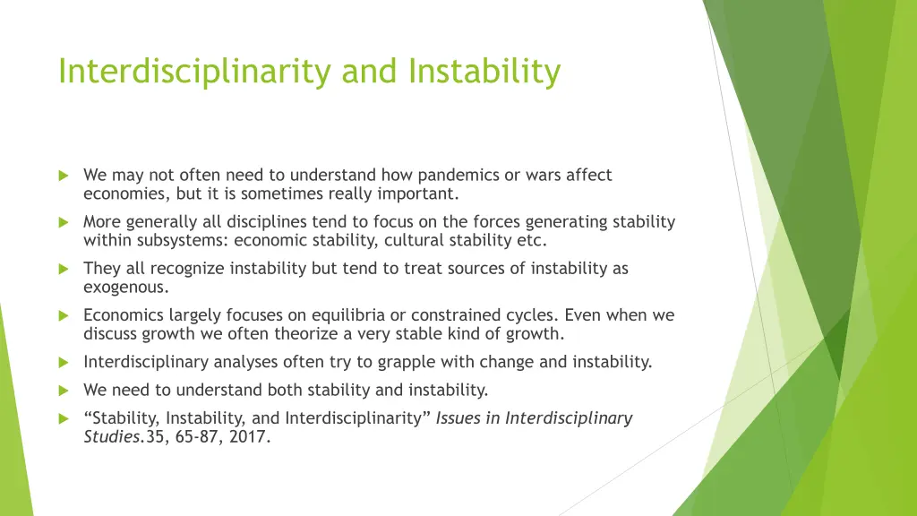 interdisciplinarity and instability