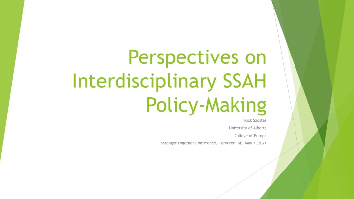 perspectives on interdisciplinary ssah policy