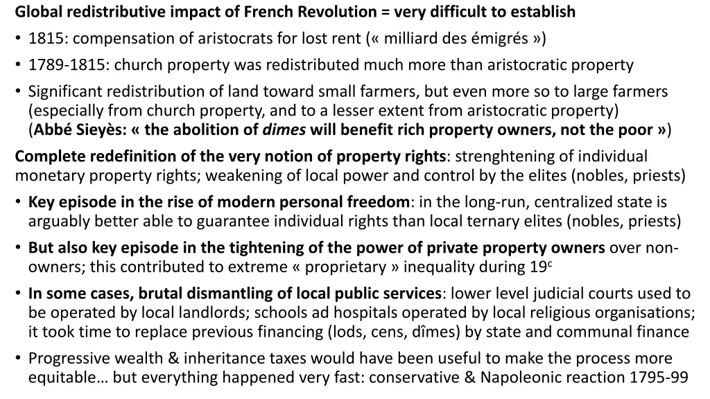 global redistributive impact of french revolution