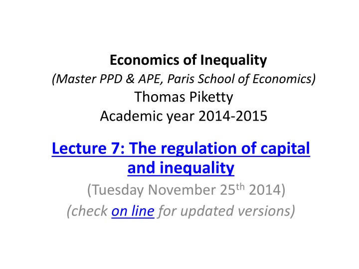 economics of inequality master ppd ape paris