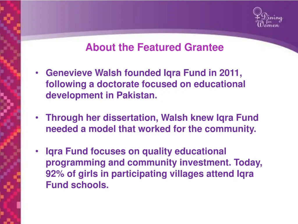 about the featured grantee