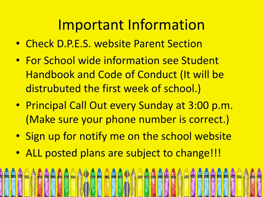 important information check d p e s website