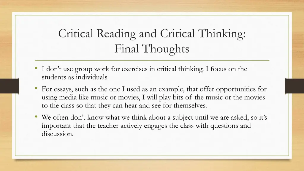 critical reading and critical thinking final