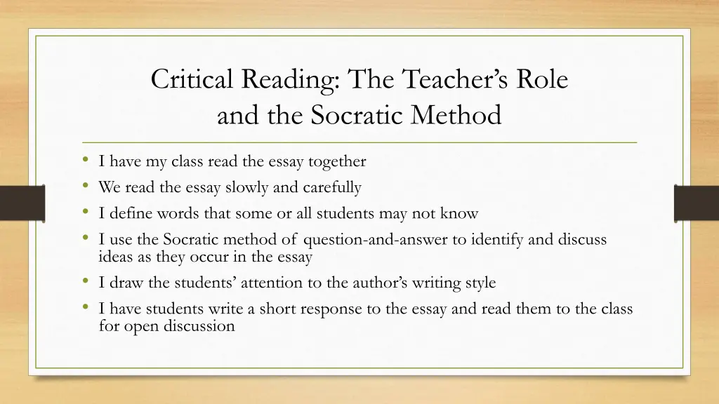 critical reading the teacher s role