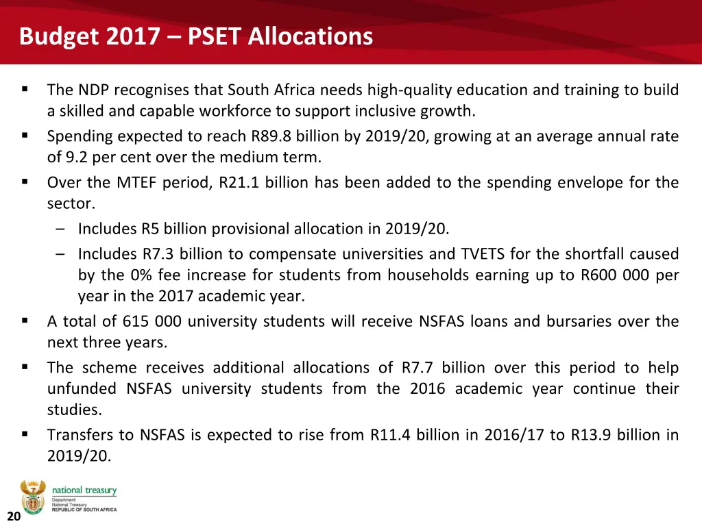 budget 2017 pset allocations