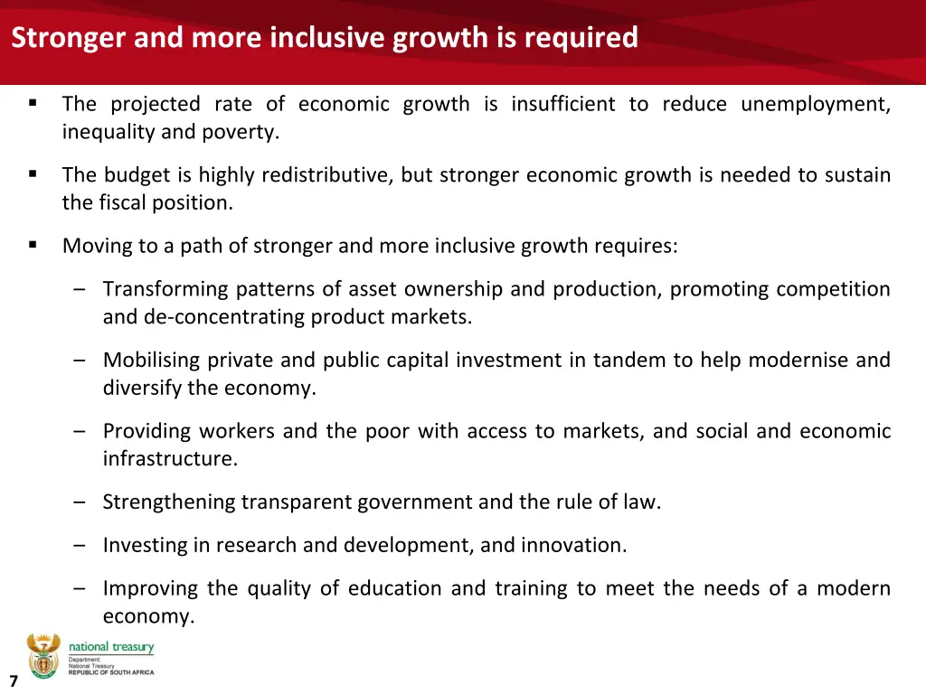 stronger and more inclusive growth is required