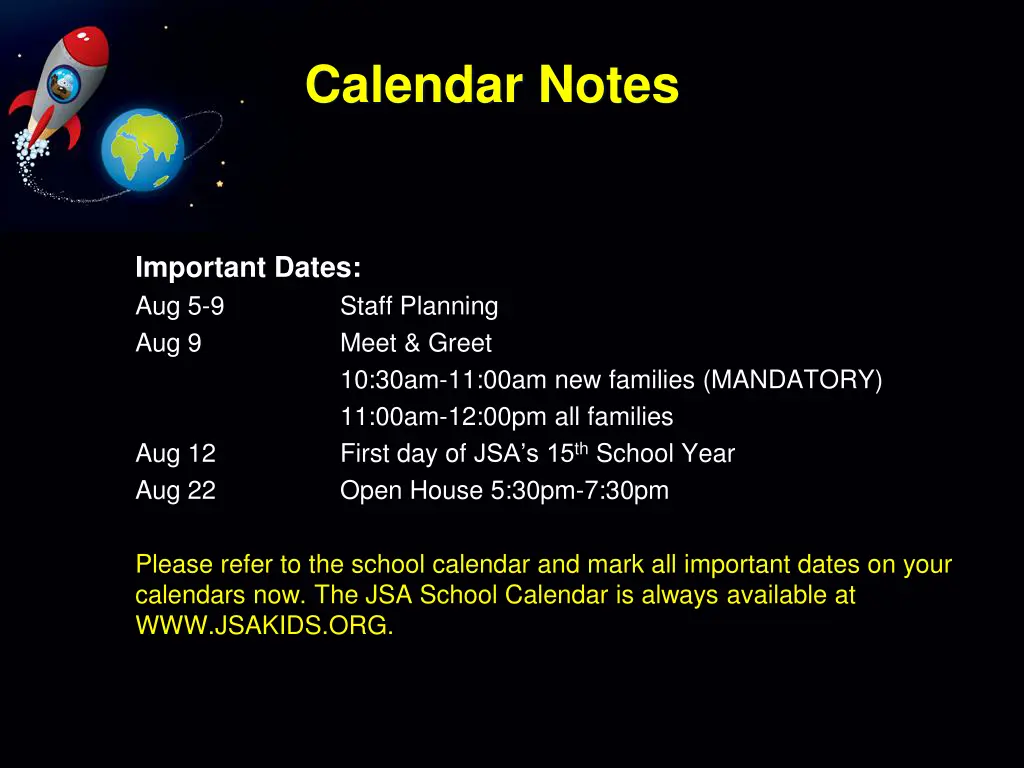 calendar notes