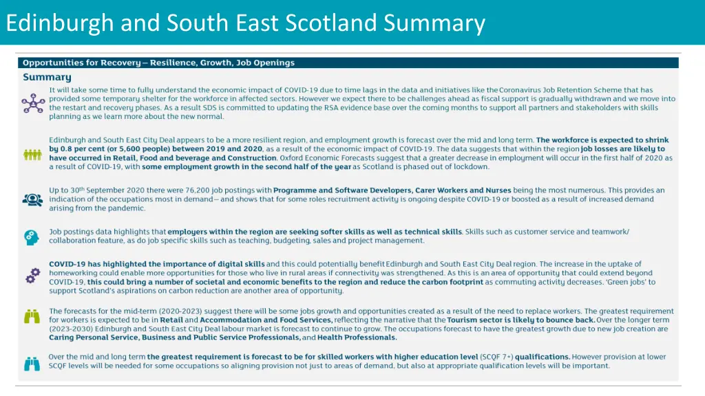 edinburgh and south east scotland summary