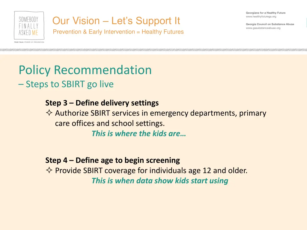 our vision let s support it prevention early