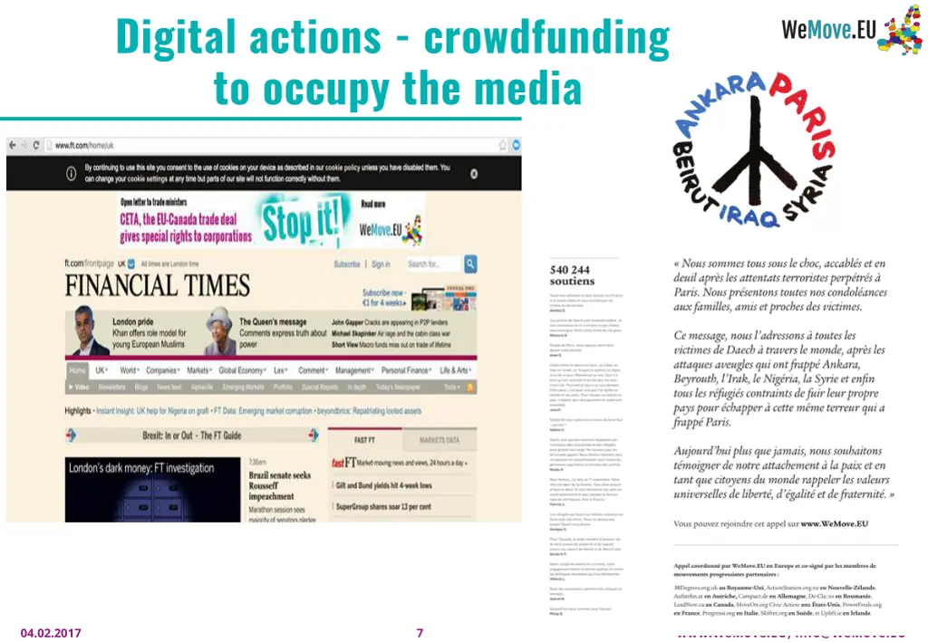 digital actions crowdfunding to occupy the media