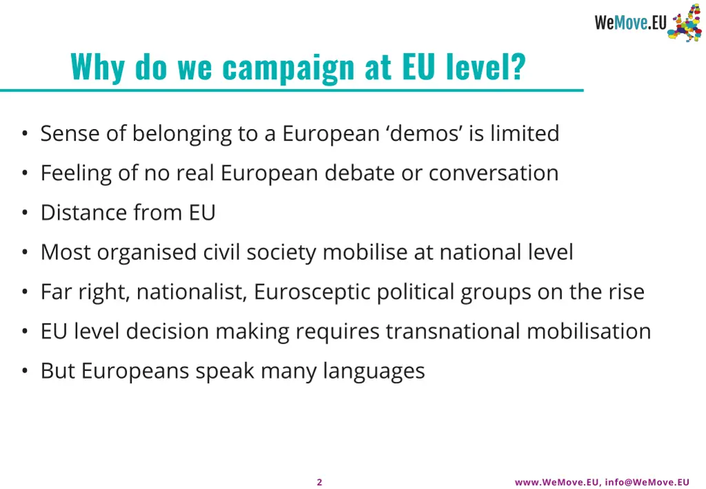 why do we campaign at eu level