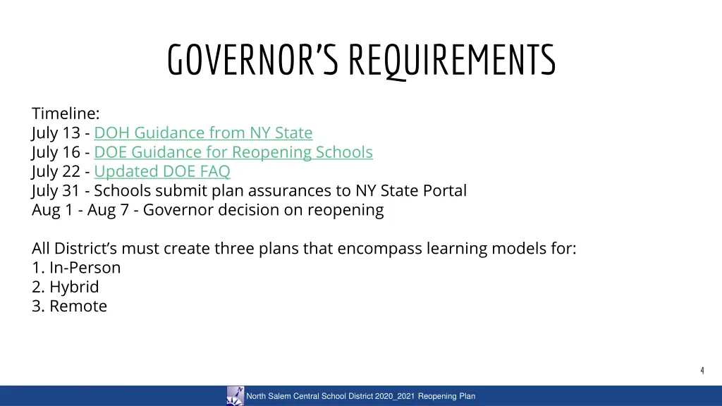 governor s requirements