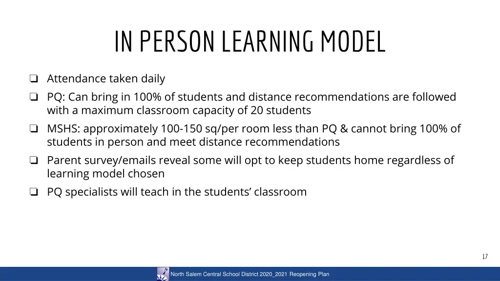 in person learning model