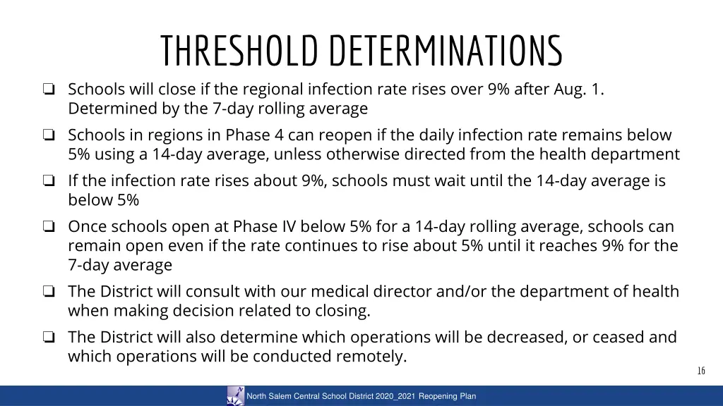 threshold determinations schools will close