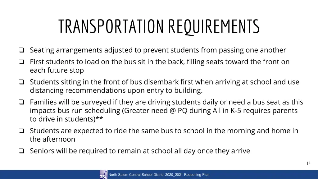 transportation requirements