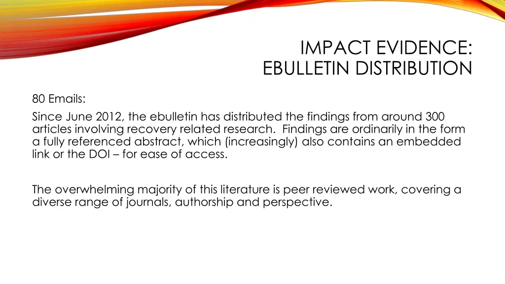 impact evidence ebulletin distribution 3