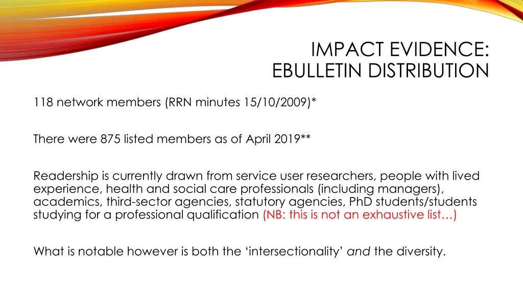 impact evidence ebulletin distribution