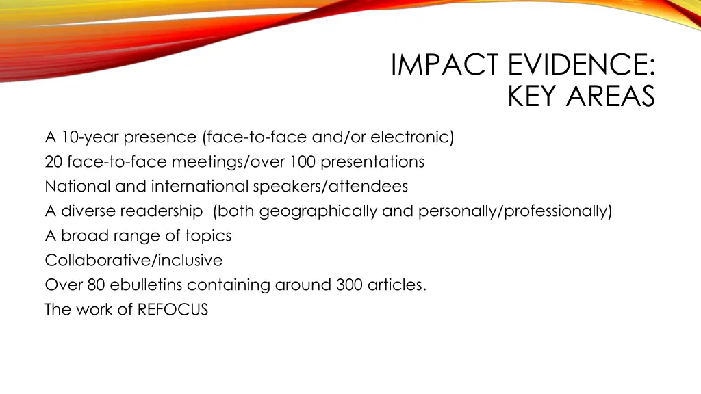 impact evidence key areas