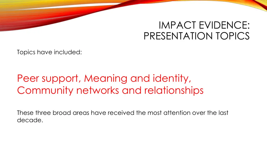 impact evidence presentation topics 3