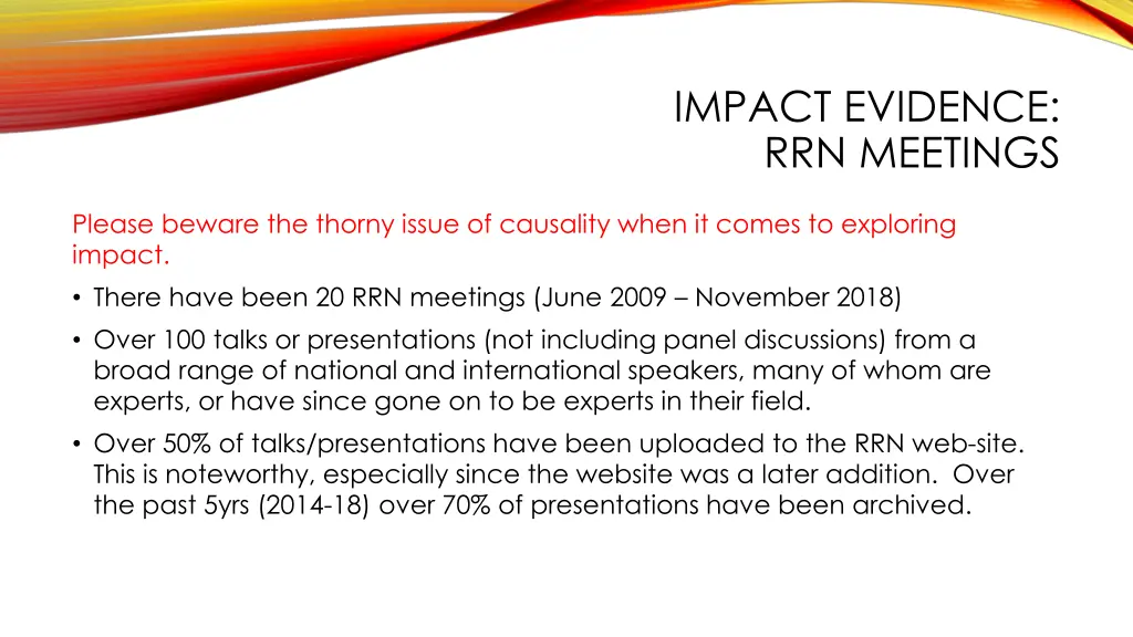 impact evidence rrn meetings