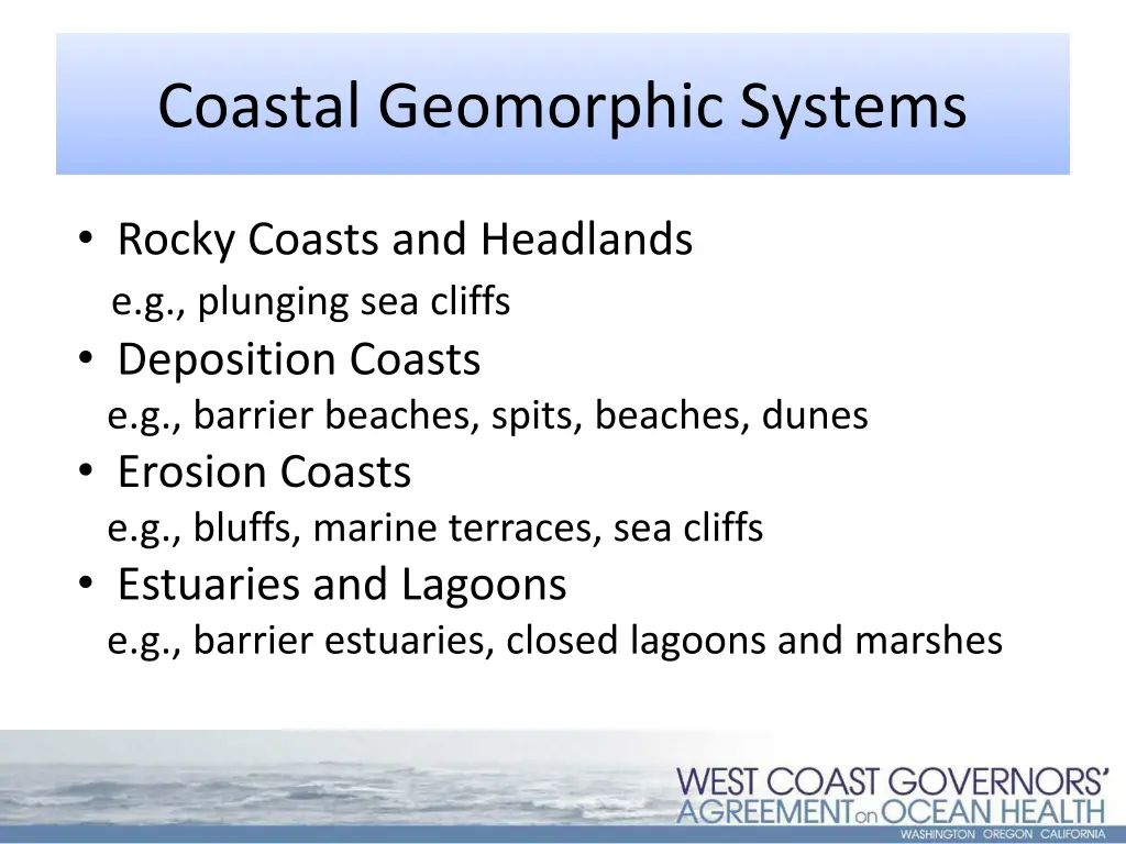 coastal geomorphic systems