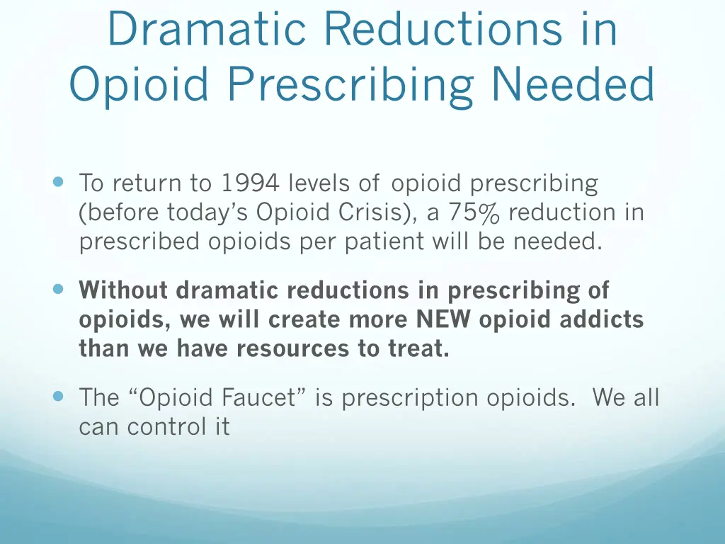 dramatic reductions in opioid prescribing needed