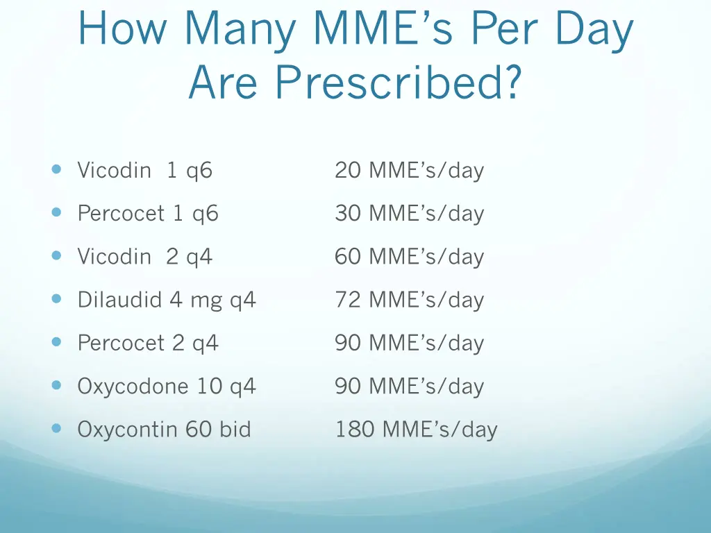 how many mme s per day are prescribed