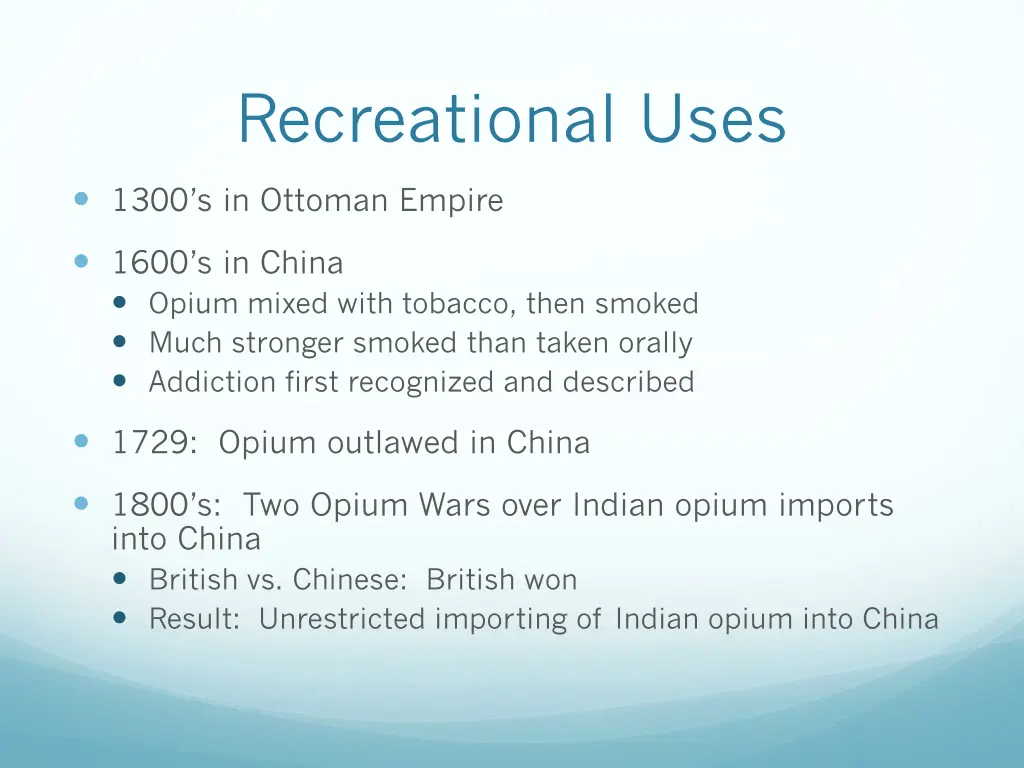 recreational uses