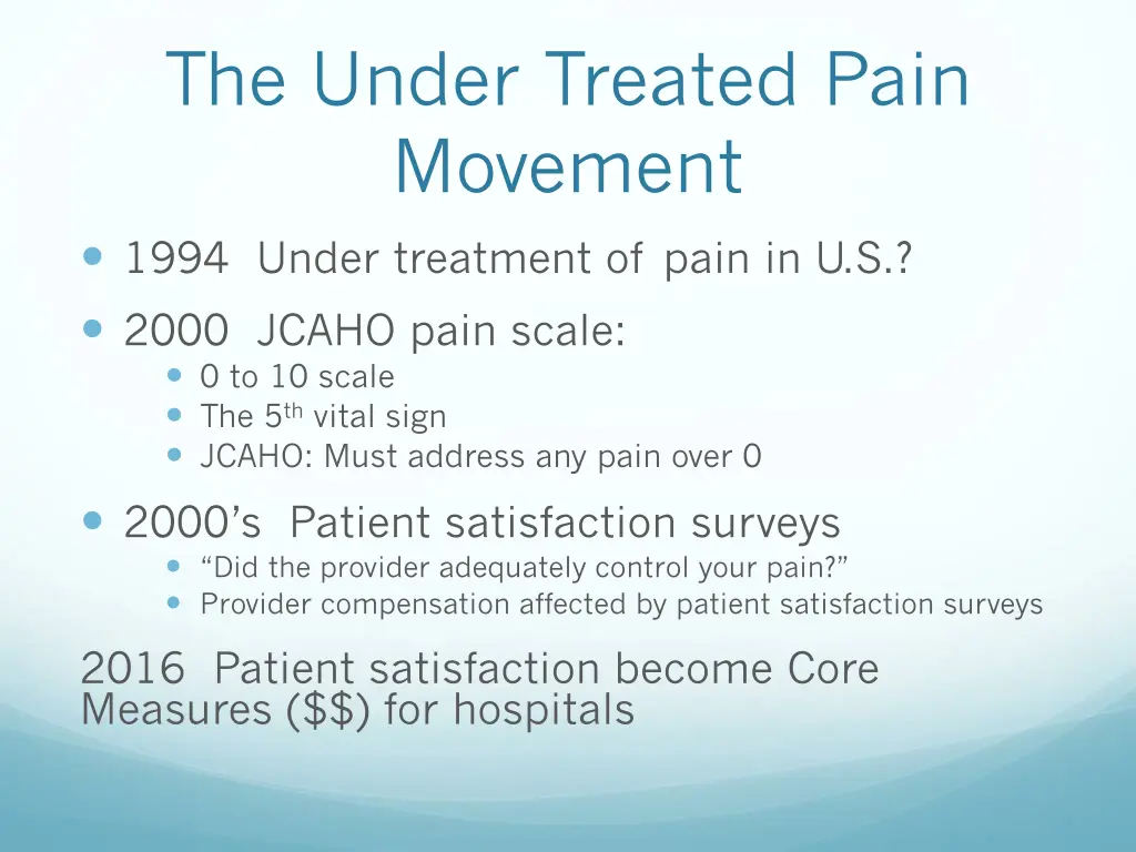 the under treated pain movement 1994 under