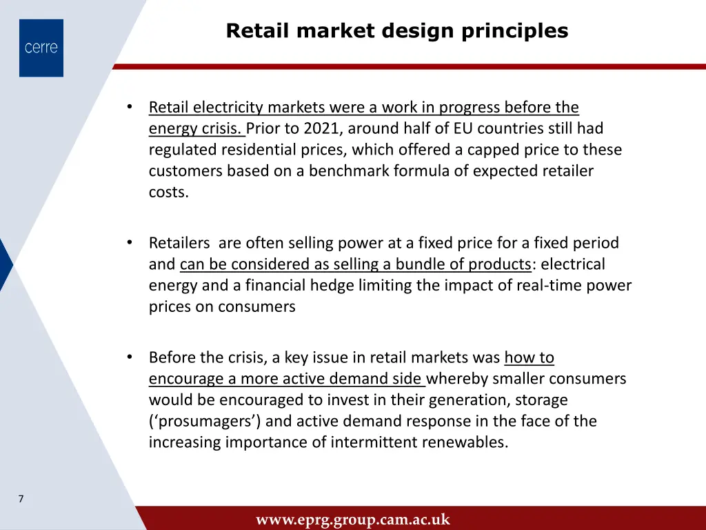 retail market design principles