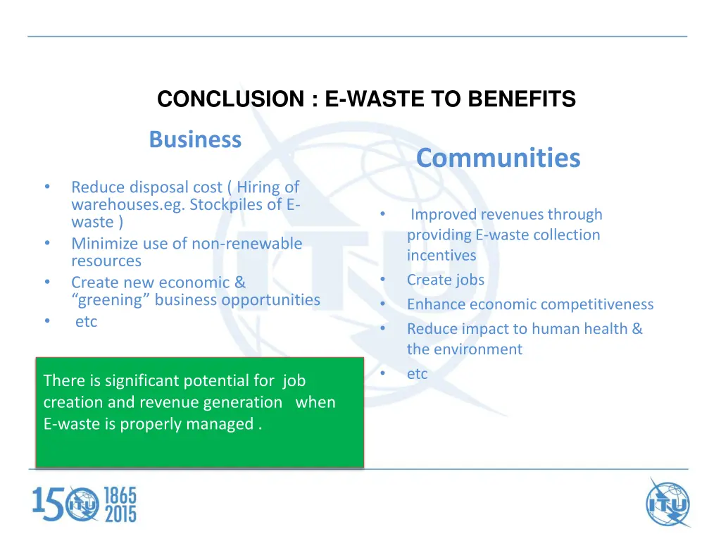 conclusion e waste to benefits