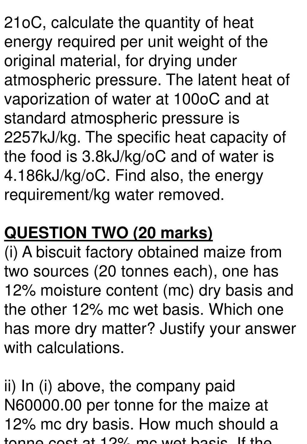 21oc calculate the quantity of heat energy