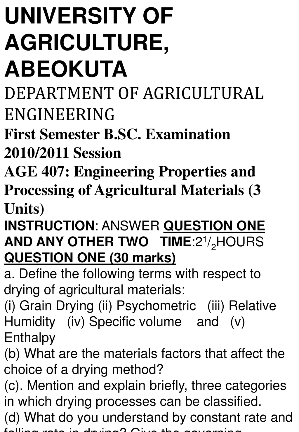 university of agriculture abeokuta department