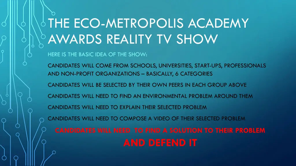 the eco metropolis academy awards reality tv show 6