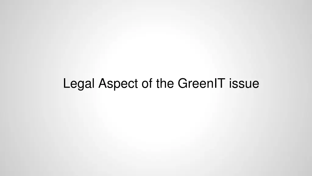 legal aspect of the greenit issue