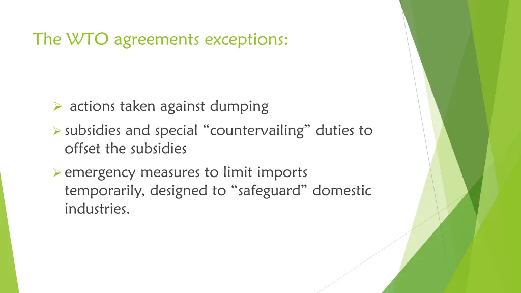 the wto agreements exceptions