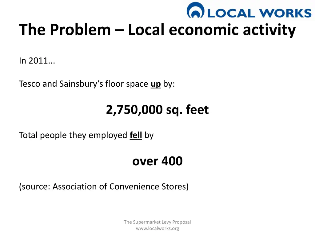 the problem local economic activity