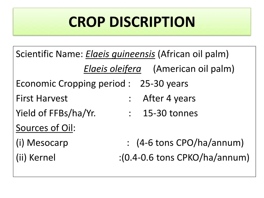 crop discription